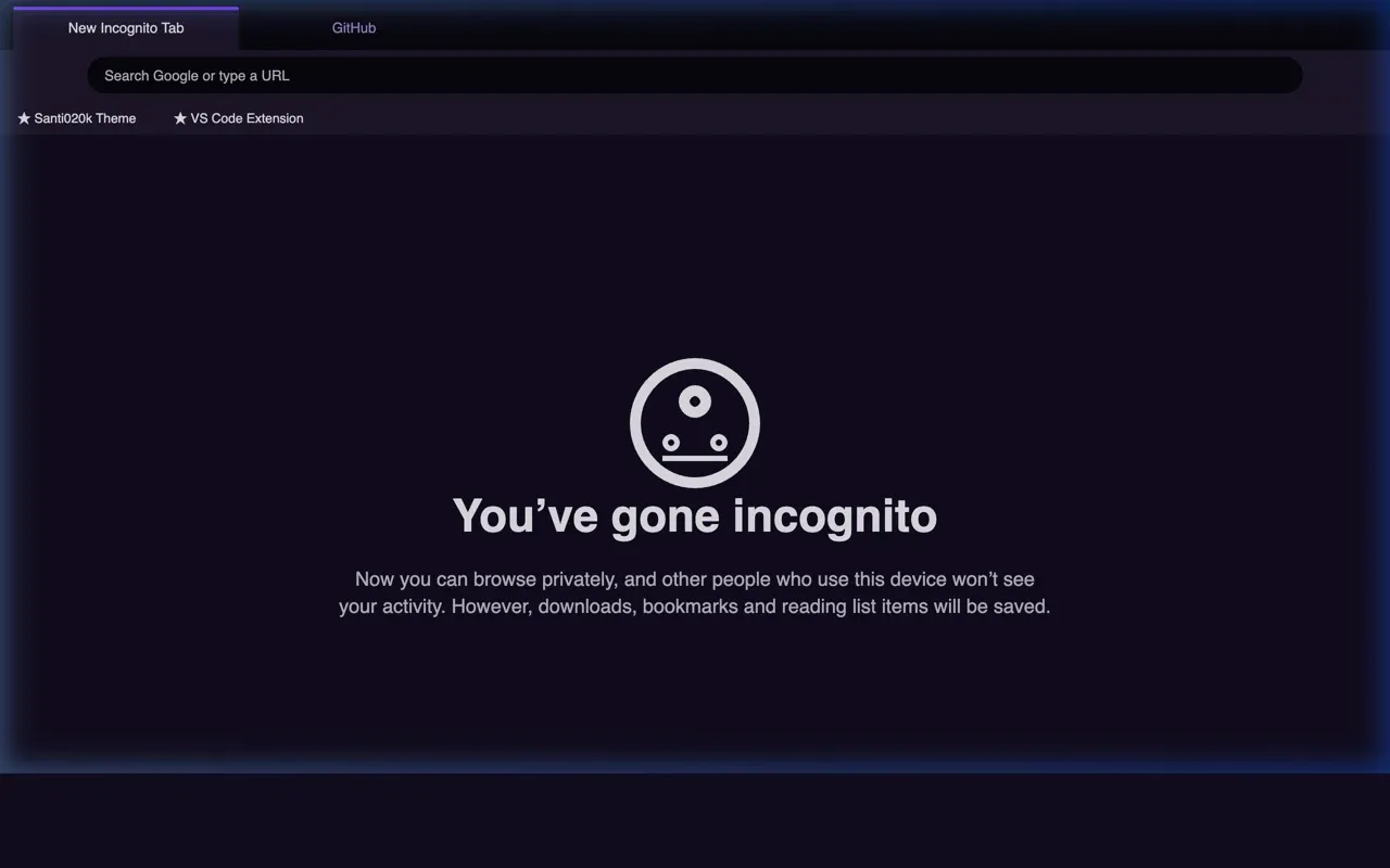 Santi020k Theme in a Chrome incognito window
