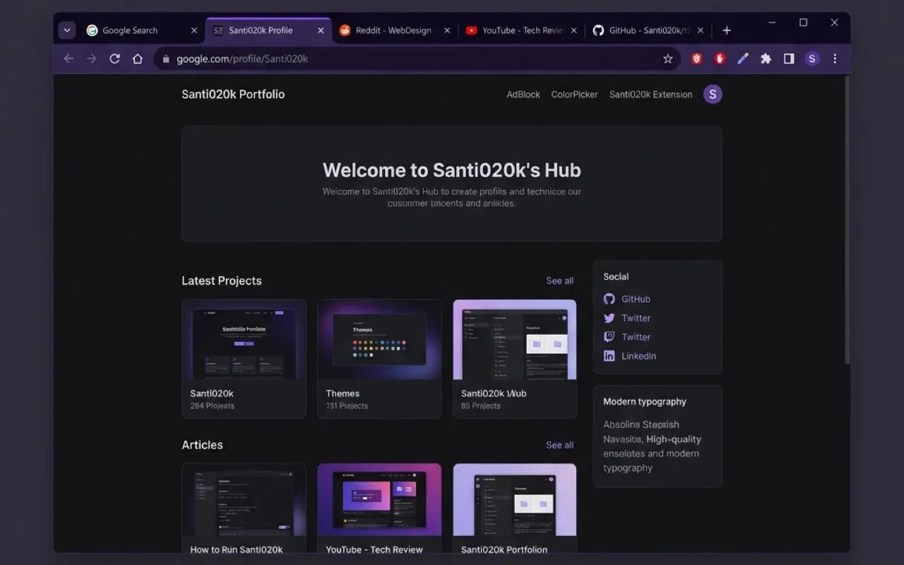 Santi020k Theme dark Chrome Web Store preview
